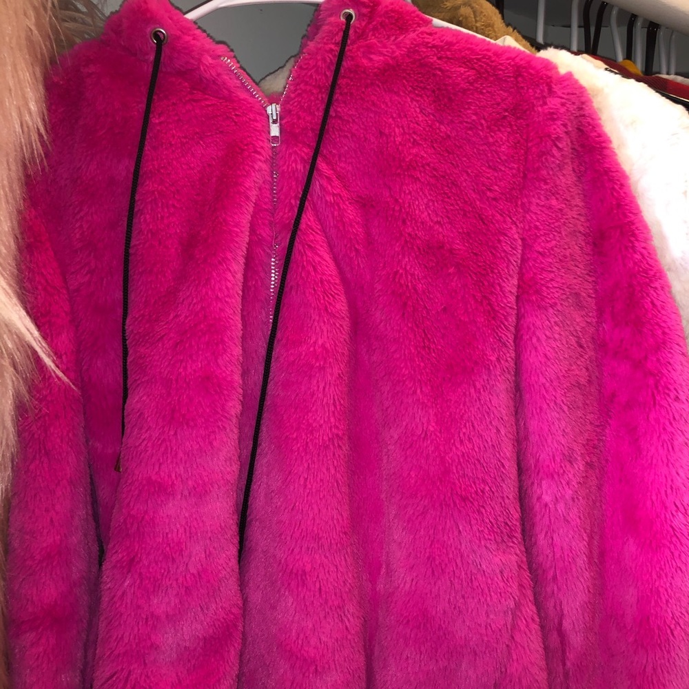 Fashion nova fuzzy hot pink jacket